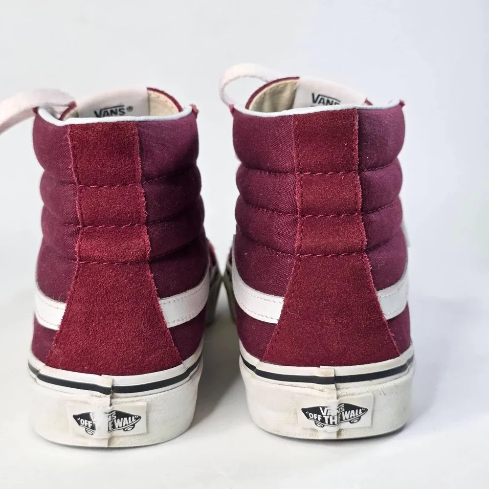 Vans Sk8-Hi Burgundy Maroon Suede Canvas High Top Sneakers Men's 7.5 Women's 9